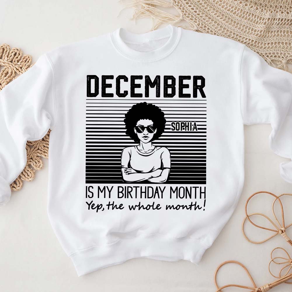 December Birthday Shirt, Custom Birthday Shirt, Queen Was Born In December, December Birthday Gifts For Afro Woman, December Birthday Gifts