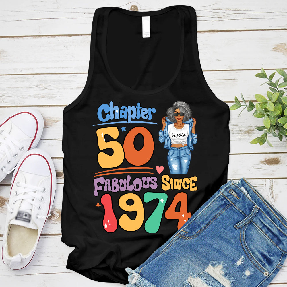 Custom Birthday Shirt, Her Gifts For 50 Years Old , Turning 50 Birthday Cotton Shirt, Fabulous Since 1974 - HMT
