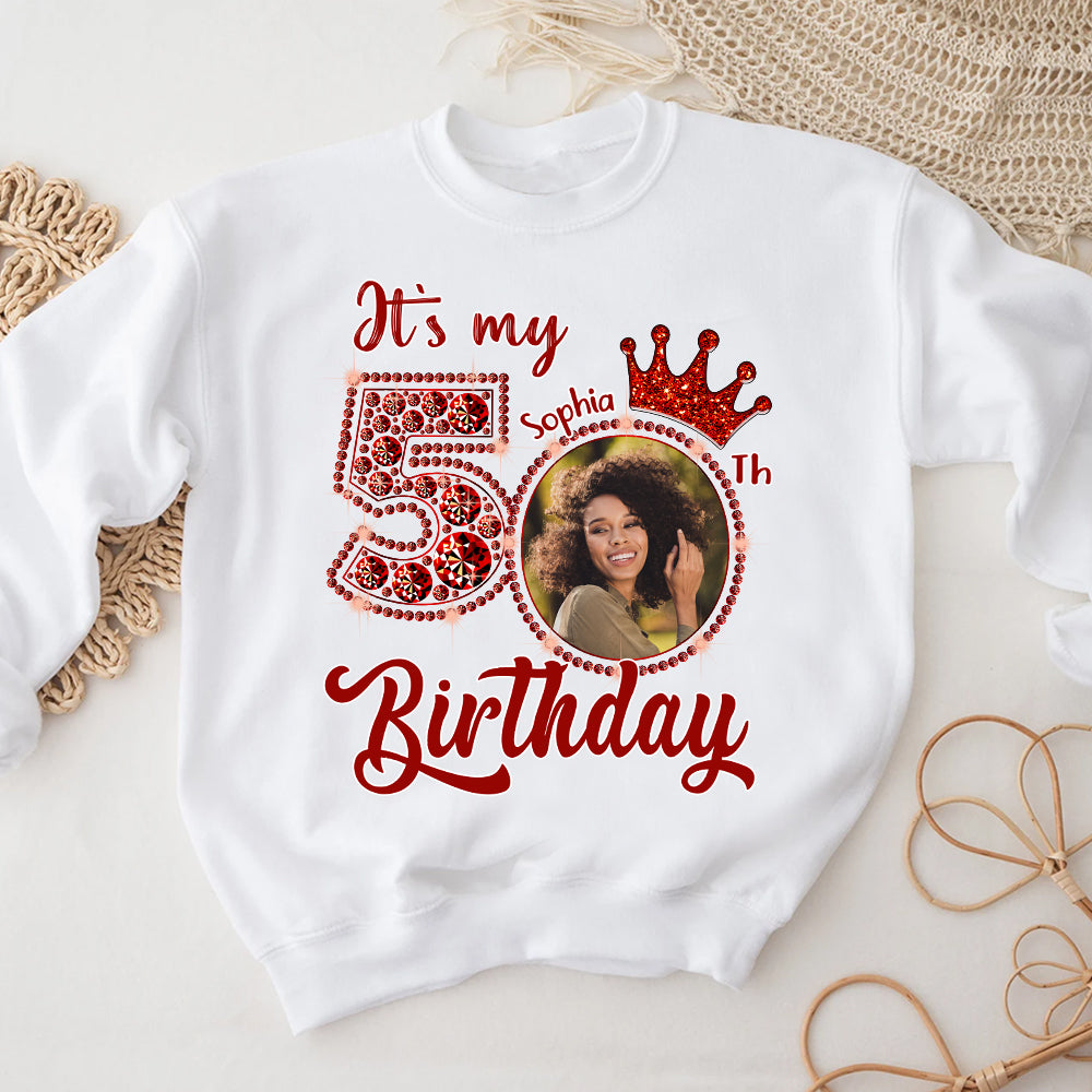 Custom Face Photo 50&#39;s Birthday Shirt, 50th Birthday Unique T Shirt For Woman, Custom Birthday Shirt, Her Gifts For 50 Years Old, Custom Picture Tee, Personalized Birthday Shirt-YPT-HCT