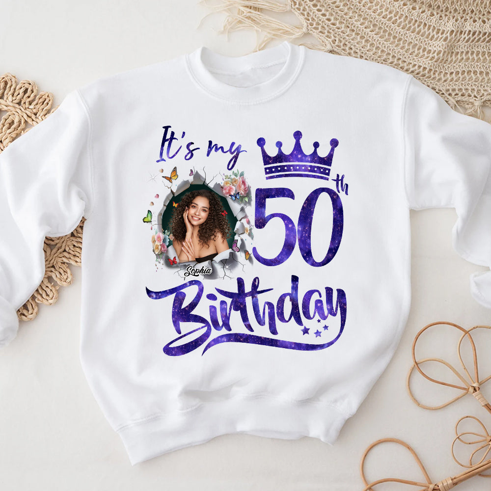 50th Birthday Unique T Shirt For Woman, Custom Birthday Shirt, Her Gifts For 50 Years Old, Custom Picture Tee, Personalized Birthday Shirt-YPT-TLQ