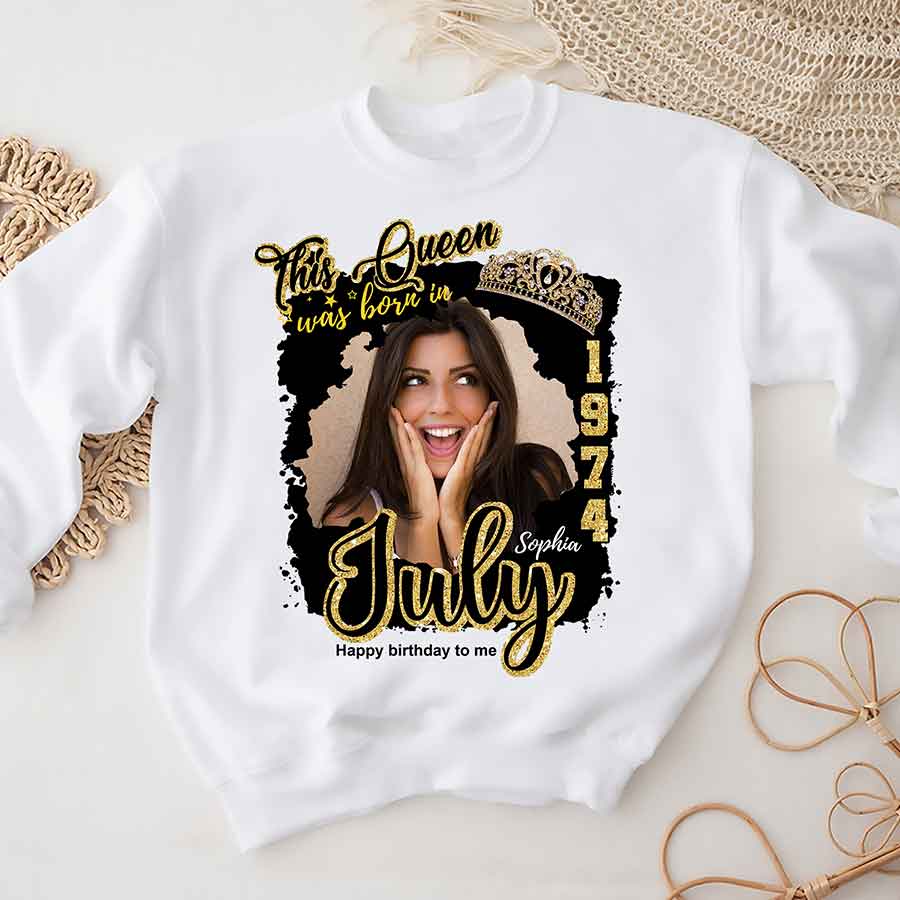 Custom July Birthday Shirt For Woman, Queens Was Born In July Gifts, Melanin Afro Woman Shirt, Black Girl Tee, Afro Queen Gift-YPT-ALK