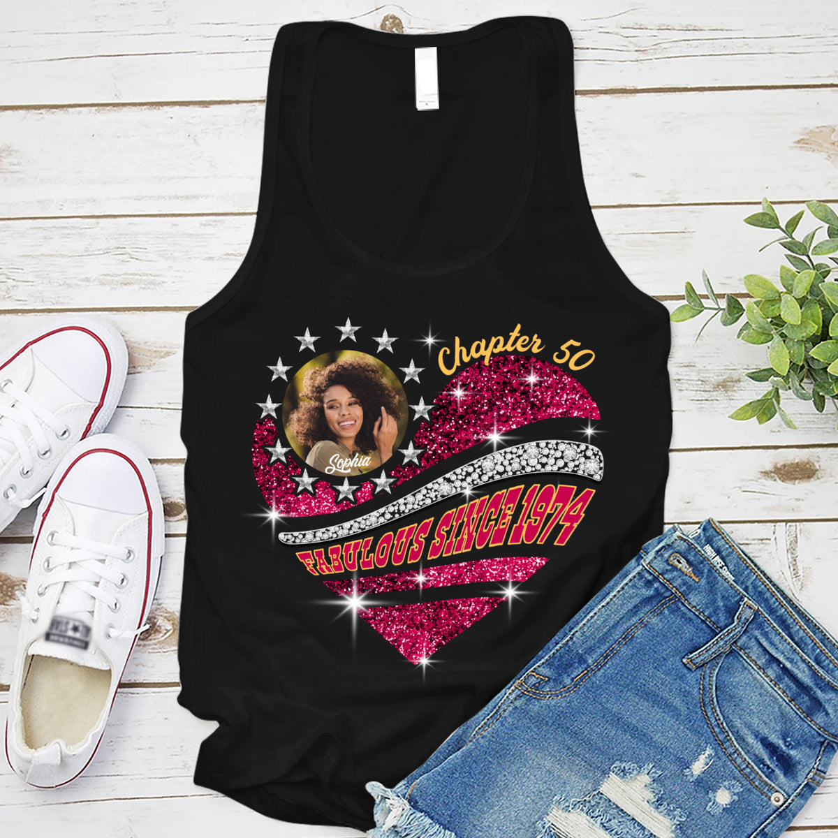 Custom Face Photo 50&#39;s Birthday Shirt, 50th Birthday Unique T Shirt For Woman, Custom Birthday Shirt, Her Gifts For 50 Years Old, Custom Picture Tee, Personalized Birthday Shirt-YPT-TLT