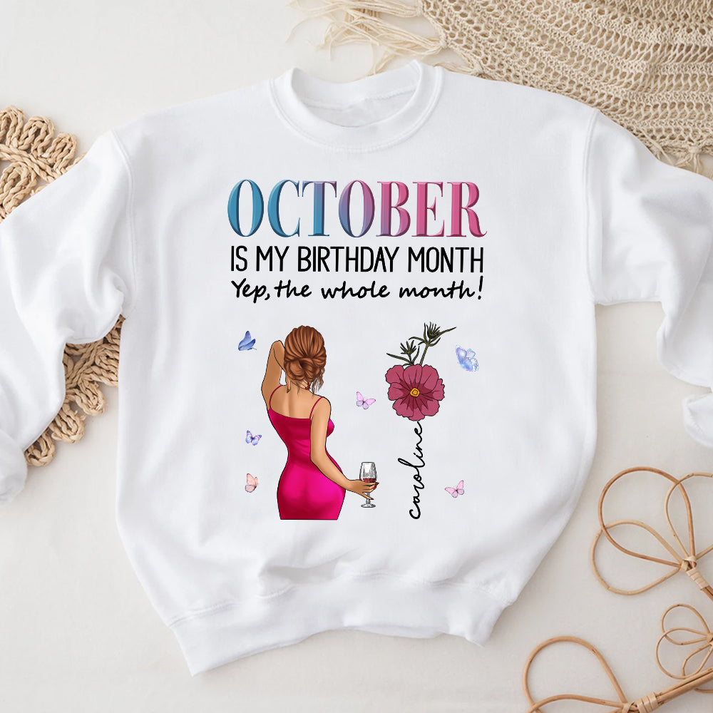 Personalized October Birthday Shirt, Custom Birthday Shirt, Queens are Born In October, October Birthday Shirts For Woman, October Birthday Gifts-YPT-TLQ