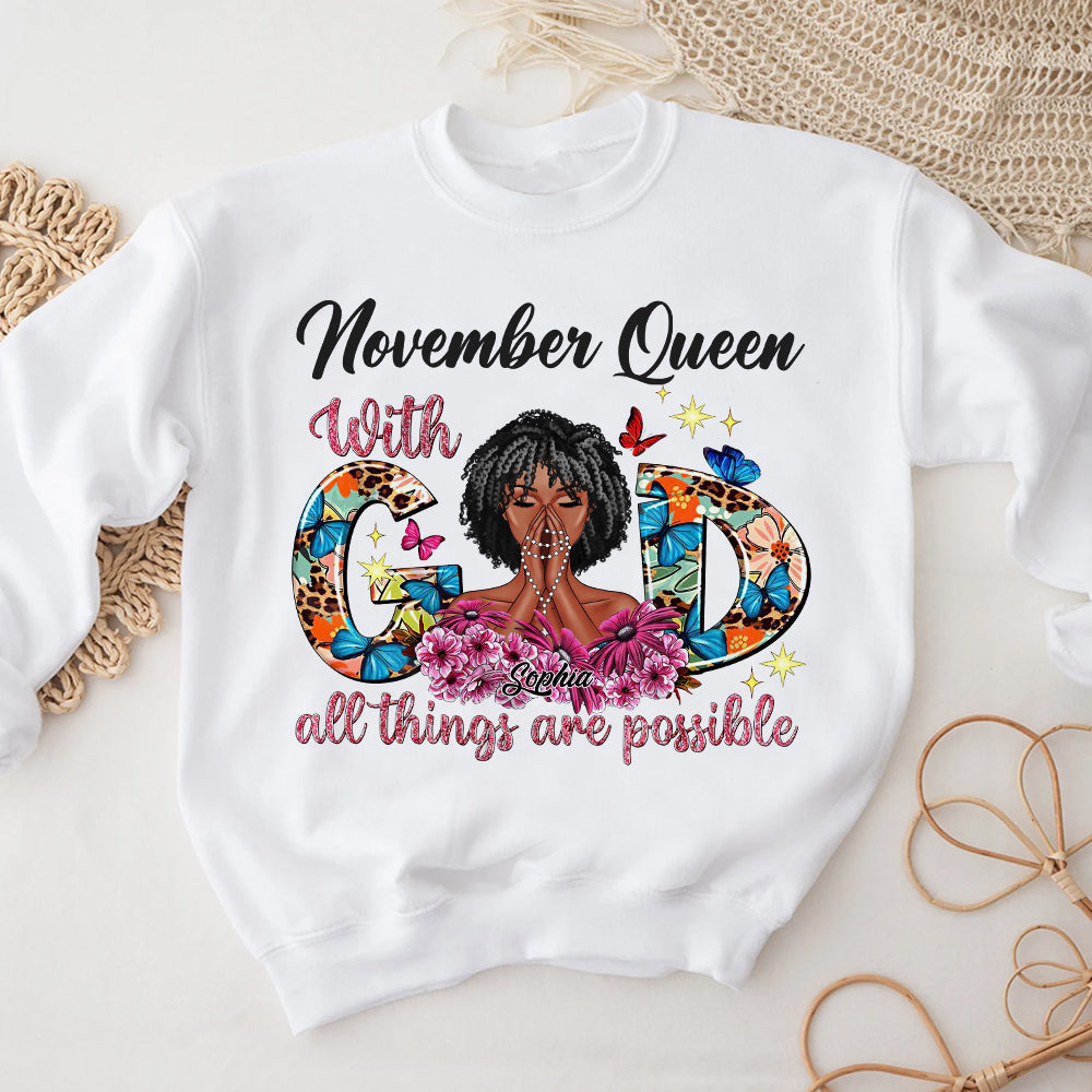 Personalized November T Shirt, I&#39;m living my best life, I ain&#39;t goin&#39; back and forth with you, Her Birthday Gifts For November, Afro Girls Shirt For Black Woman-YPT-ALK