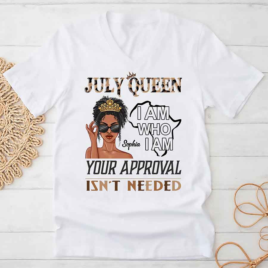 Custom July Birthday Shirt For Woman, Queens Are Born In July Gifts, Melanin Afro Woman Shirt, Black Girl Tee, Afro Queen Gift-YPT-ALK