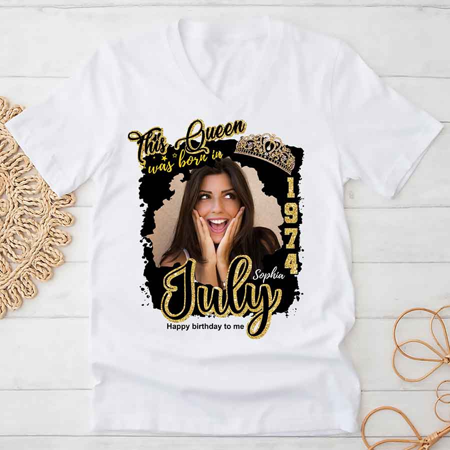 Custom July Birthday Shirt For Woman, Queens Was Born In July Gifts, Melanin Afro Woman Shirt, Black Girl Tee, Afro Queen Gift-YPT-ALK