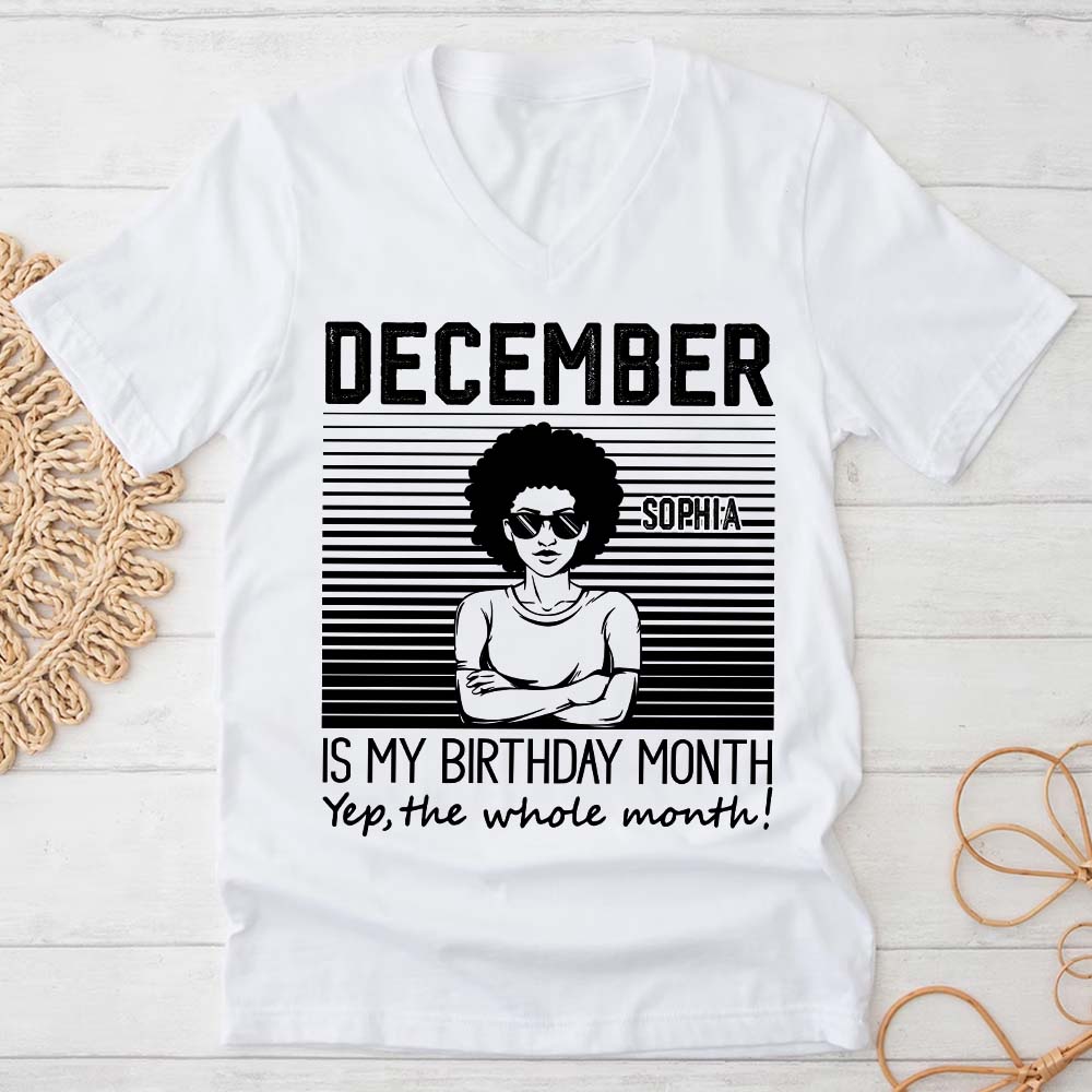 December Birthday Shirt, Custom Birthday Shirt, Queen Was Born In December, December Birthday Gifts For Afro Woman, December Birthday Gifts