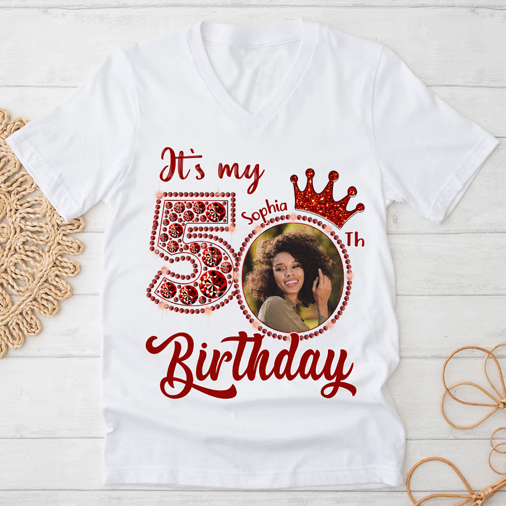 Custom Face Photo 50&#39;s Birthday Shirt, 50th Birthday Unique T Shirt For Woman, Custom Birthday Shirt, Her Gifts For 50 Years Old, Custom Picture Tee, Personalized Birthday Shirt-YPT-HCT