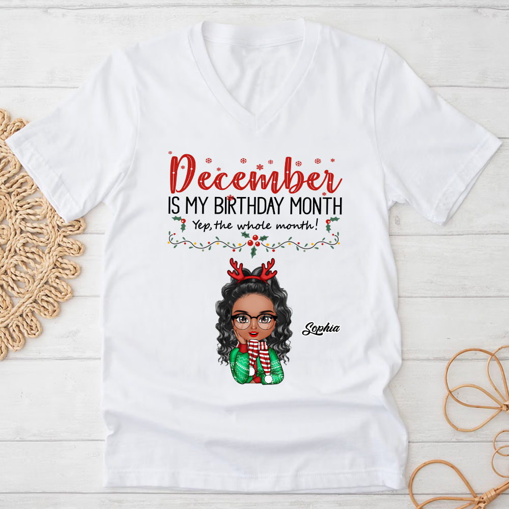 December Birthday Shirt, Custom Birthday Shirt, Queens Born In December, December Birthday Gifts For Afro Woman, December Birthday Gifts