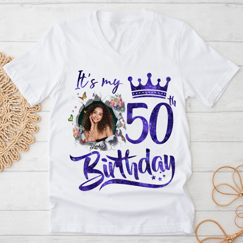 50th Birthday Unique T Shirt For Woman, Custom Birthday Shirt, Her Gifts For 50 Years Old, Custom Picture Tee, Personalized Birthday Shirt-YPT-TLQ
