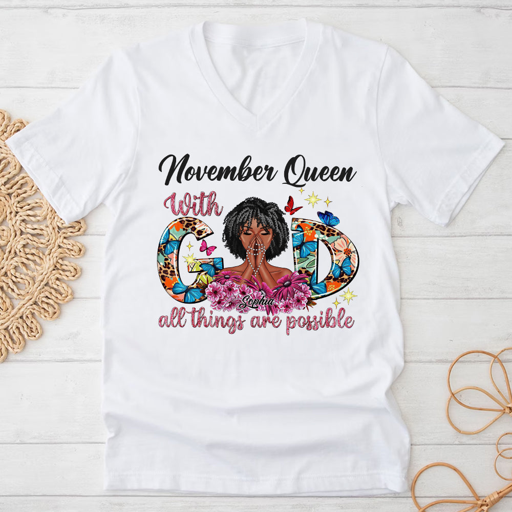 Personalized November T Shirt, I&#39;m living my best life, I ain&#39;t goin&#39; back and forth with you, Her Birthday Gifts For November, Afro Girls Shirt For Black Woman-YPT-ALK