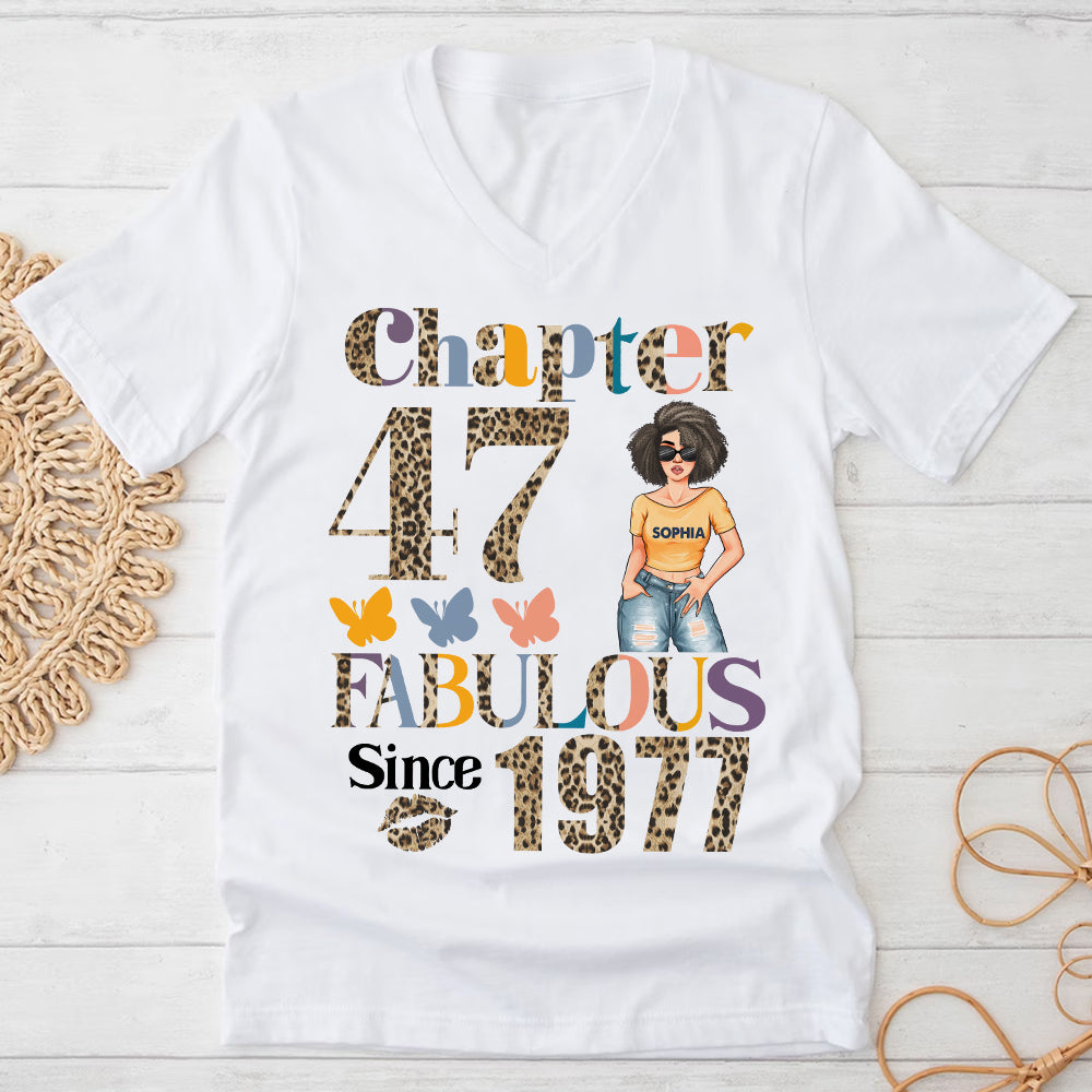 Chapter 47, Fabulous Since 1977 47th Birthday Unique T Shirt For Woman, Custom Birthday Shirt, Her Gifts For 47 Years Old , Turning 47 Birthday Cotton Shirt - YPT-HCT