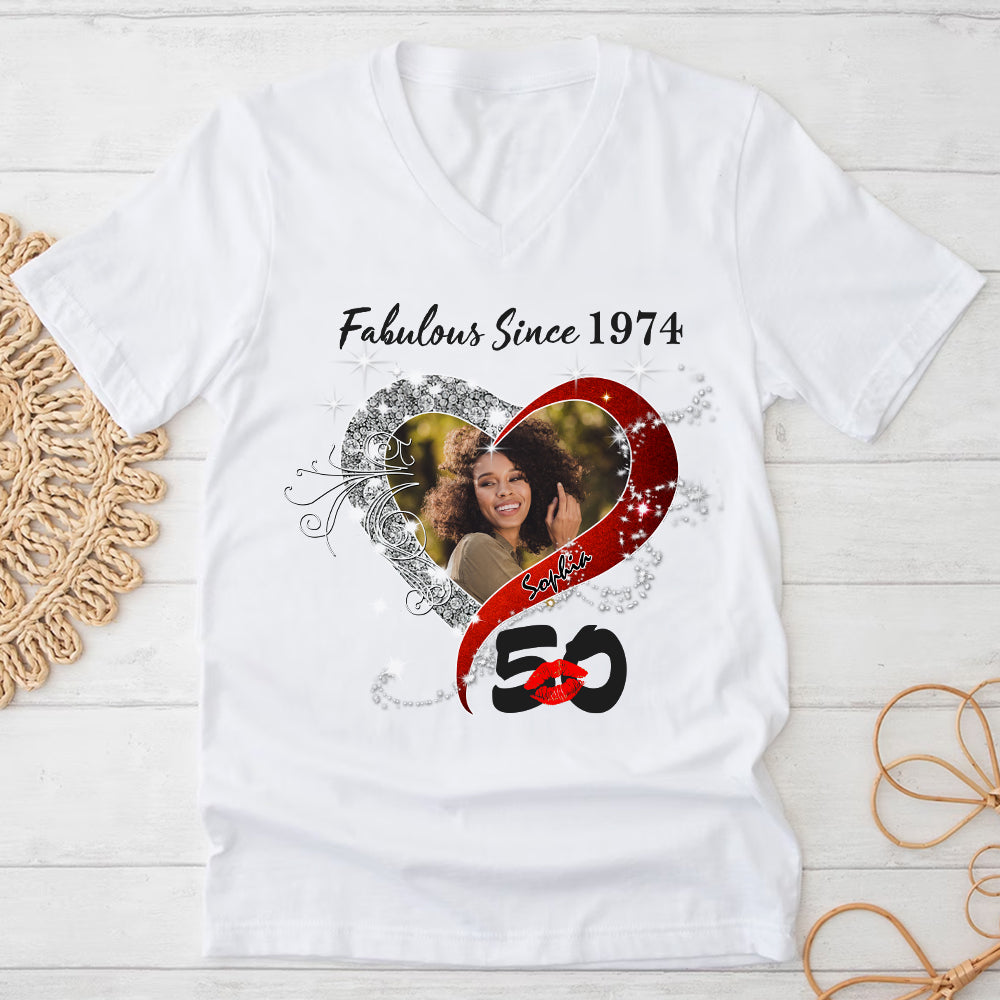 Custom Photo 50&#39;s Birthday Shirt, 50th Birthday Unique T Shirt For Woman, Custom Birthday Shirt, Her Gifts For 50 Years Old, Custom Picture Tee, Personalized Birthday Shirt-YPT-TLQ