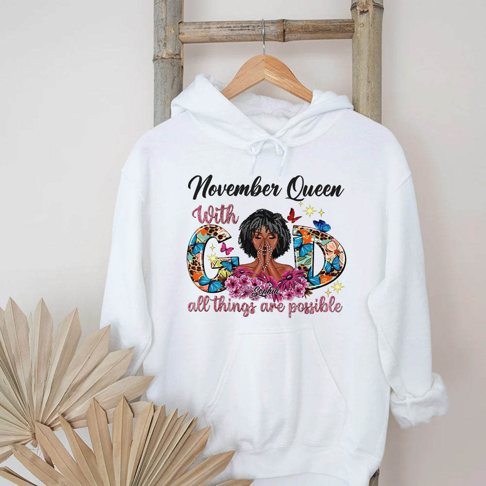 Personalized November T Shirt, I&#39;m living my best life, I ain&#39;t goin&#39; back and forth with you, Her Birthday Gifts For November, Afro Girls Shirt For Black Woman-YPT-ALK