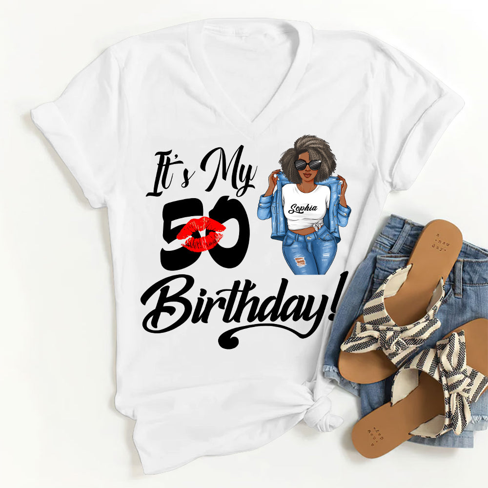 50th Birthday Unique T Shirt For Woman, Custom Birthday Shirt, Her Gifts For 50 Years Old, Custom Picture Tee, Personalized Birthday Shirt-YPT-HMT