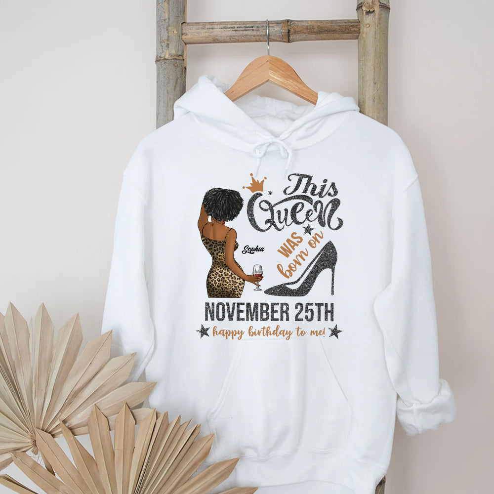 Personalized Custom November Birthday Shirt For Woman, Queens Are Born In November Gifts, Melanin Afro Woman Shirt, Black Girl Tee, Afro Queen Gift-YPT-ALK