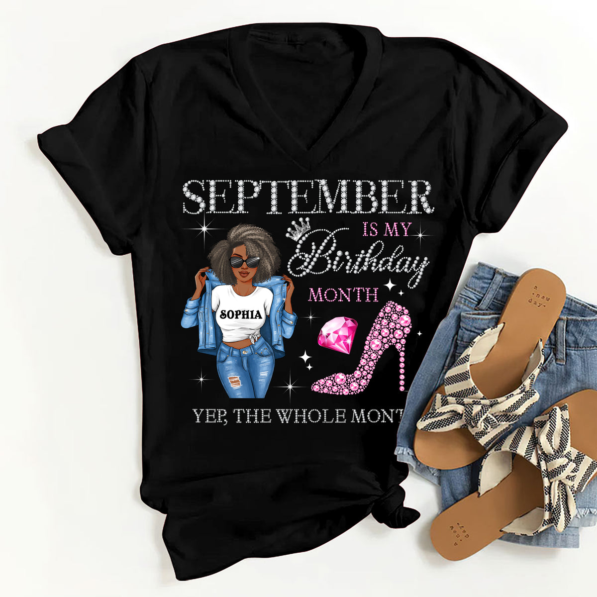 September Birthday Shirt, Custom Birthday Shirt, Queens Born In September, September Birthday Shirts For Woman, September Birthday Gifts, September Is My Birthday Month, Yep The Whole Month-YPT-HMT