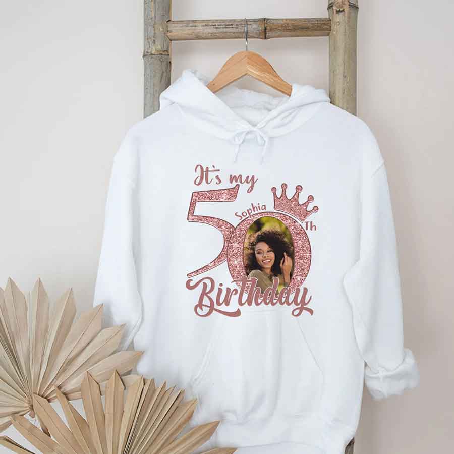50th Birthday Unique T Shirt For Woman, Custom Birthday Shirt, Her Gifts For 50 Years Old, Custom Picture Tee, Personalized Birthday Shirt-YPT-HCT