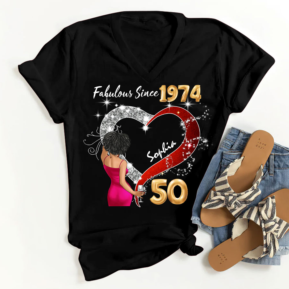 Chapter 50, Fabulous Since 1974 50th Birthday Unique T Shirt For Woman, Her Gifts For 50 Years Old , Turning 50 Birthday Cotton Shirt - HMT