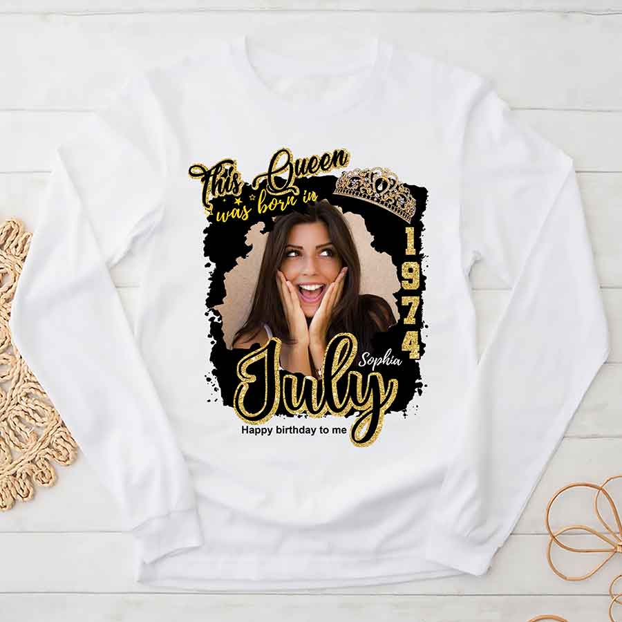 Custom July Birthday Shirt For Woman, Queens Was Born In July Gifts, Melanin Afro Woman Shirt, Black Girl Tee, Afro Queen Gift-YPT-ALK