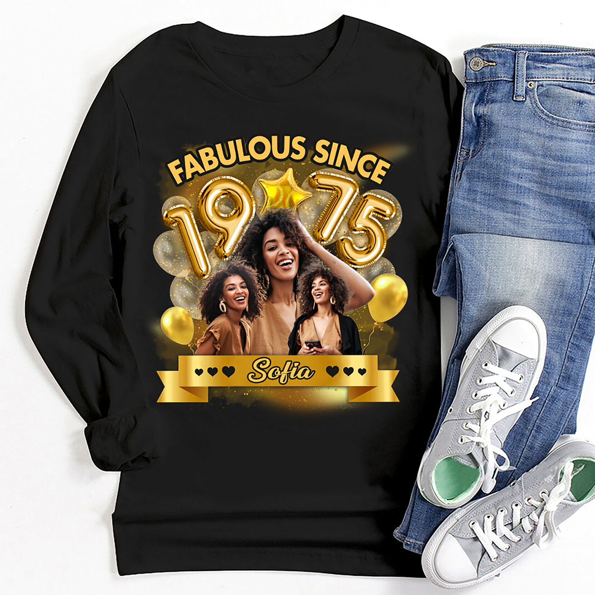 Custom Face Photo 50&#39;s Birthday Shirt, 1975 Shirt, 50th Birthday Unique T Shirt For Woman, Custom Birthday Shirt, Her Gifts For 50 Years Old, Custom Picture Tee, Personalized Birthday Shirt-YPT-HMT