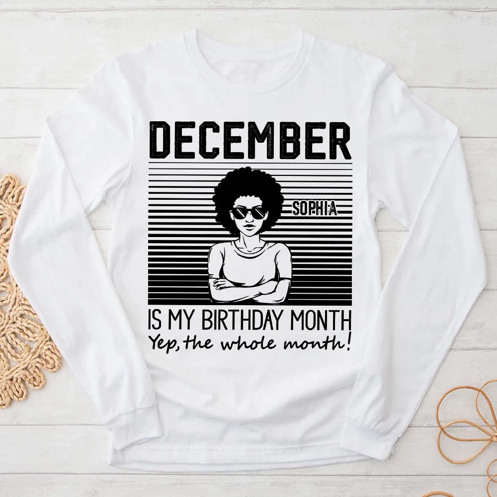 December Birthday Shirt, Custom Birthday Shirt, Queen Was Born In December, December Birthday Gifts For Afro Woman, December Birthday Gifts