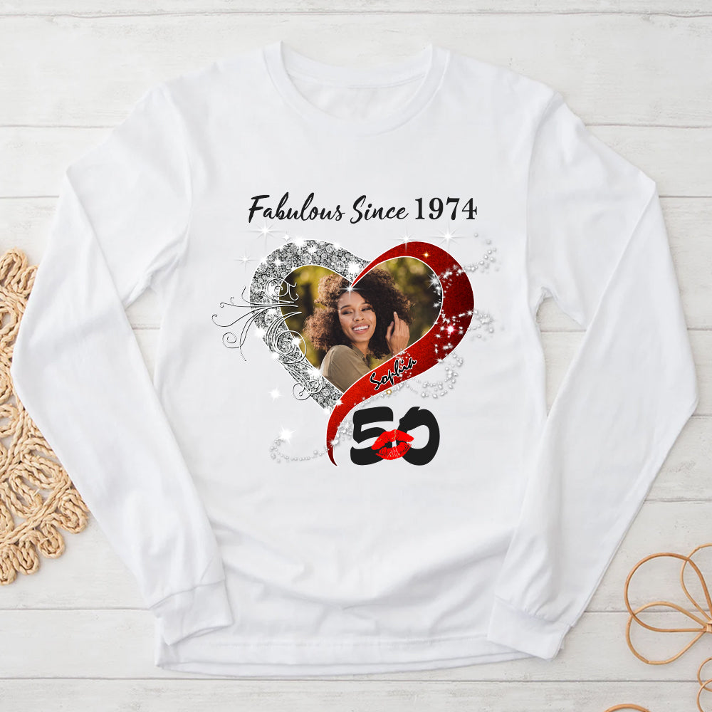 Custom Photo 50&#39;s Birthday Shirt, 50th Birthday Unique T Shirt For Woman, Custom Birthday Shirt, Her Gifts For 50 Years Old, Custom Picture Tee, Personalized Birthday Shirt-YPT-TLQ
