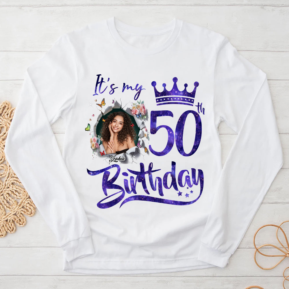50th Birthday Unique T Shirt For Woman, Custom Birthday Shirt, Her Gifts For 50 Years Old, Custom Picture Tee, Personalized Birthday Shirt-YPT-TLQ