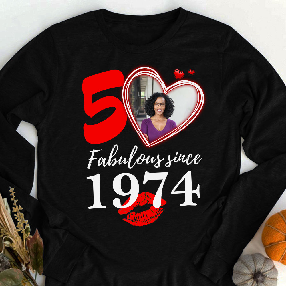 Chapter 50, Fabulous Since 1974 50th Birthday Unique T Shirt For Woman, Custom Birthday Shirt, Her Gifts For 50 Years Old , Turning 50 Birthday Cotton Shirt - HCT