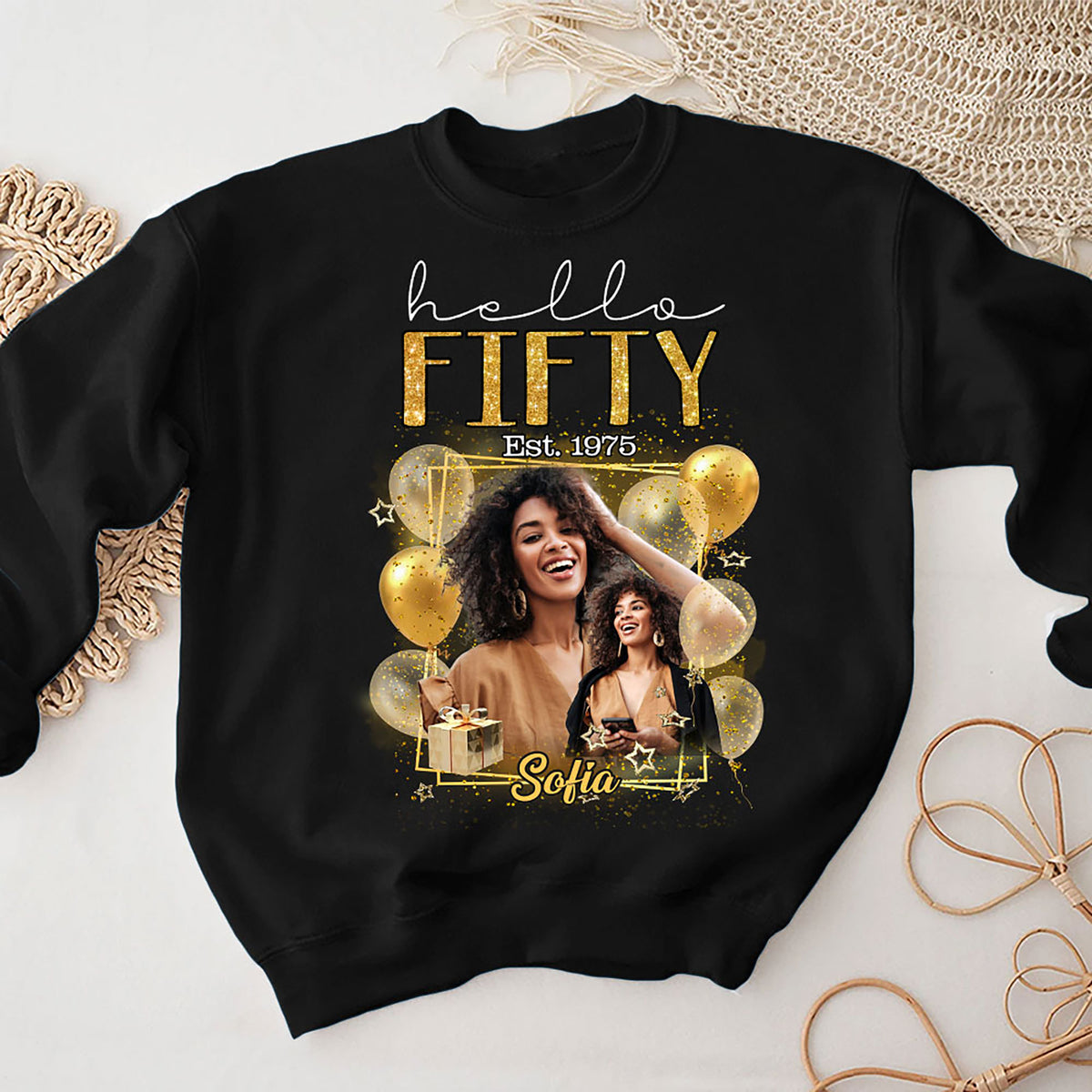 Custom Face Photo 50&#39;s Birthday Shirt, 50th Birthday Unique T Shirt For Woman, Custom Birthday Shirt, Her Gifts For 50 Years Old, Custom Picture Tee, Personalized Birthday Shirt-YPT-HMT