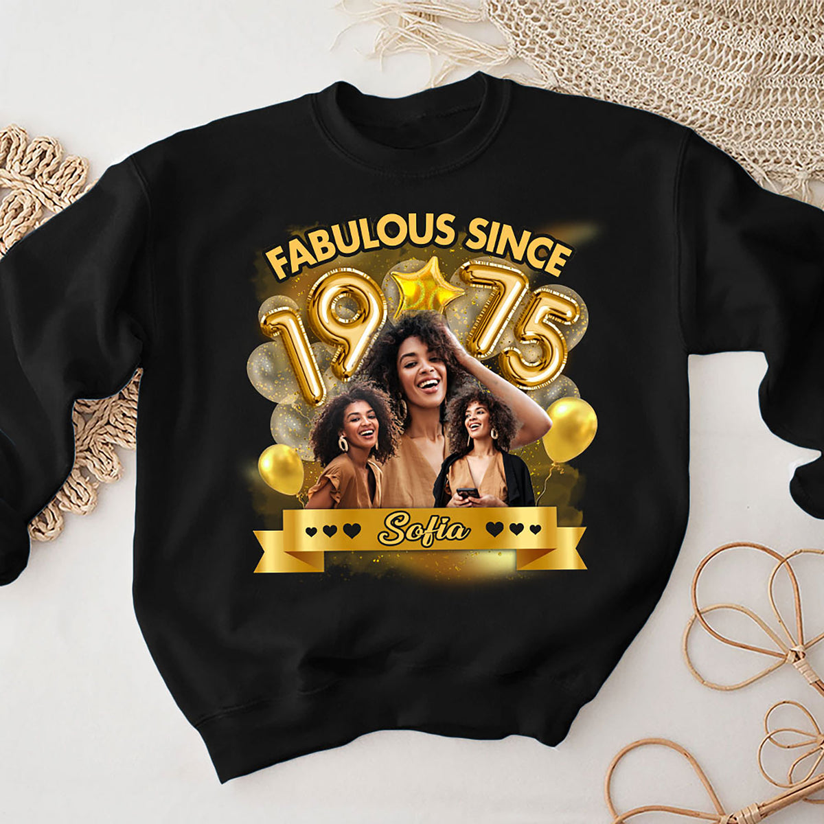 Custom Face Photo 50&#39;s Birthday Shirt, 1975 Shirt, 50th Birthday Unique T Shirt For Woman, Custom Birthday Shirt, Her Gifts For 50 Years Old, Custom Picture Tee, Personalized Birthday Shirt-YPT-HMT