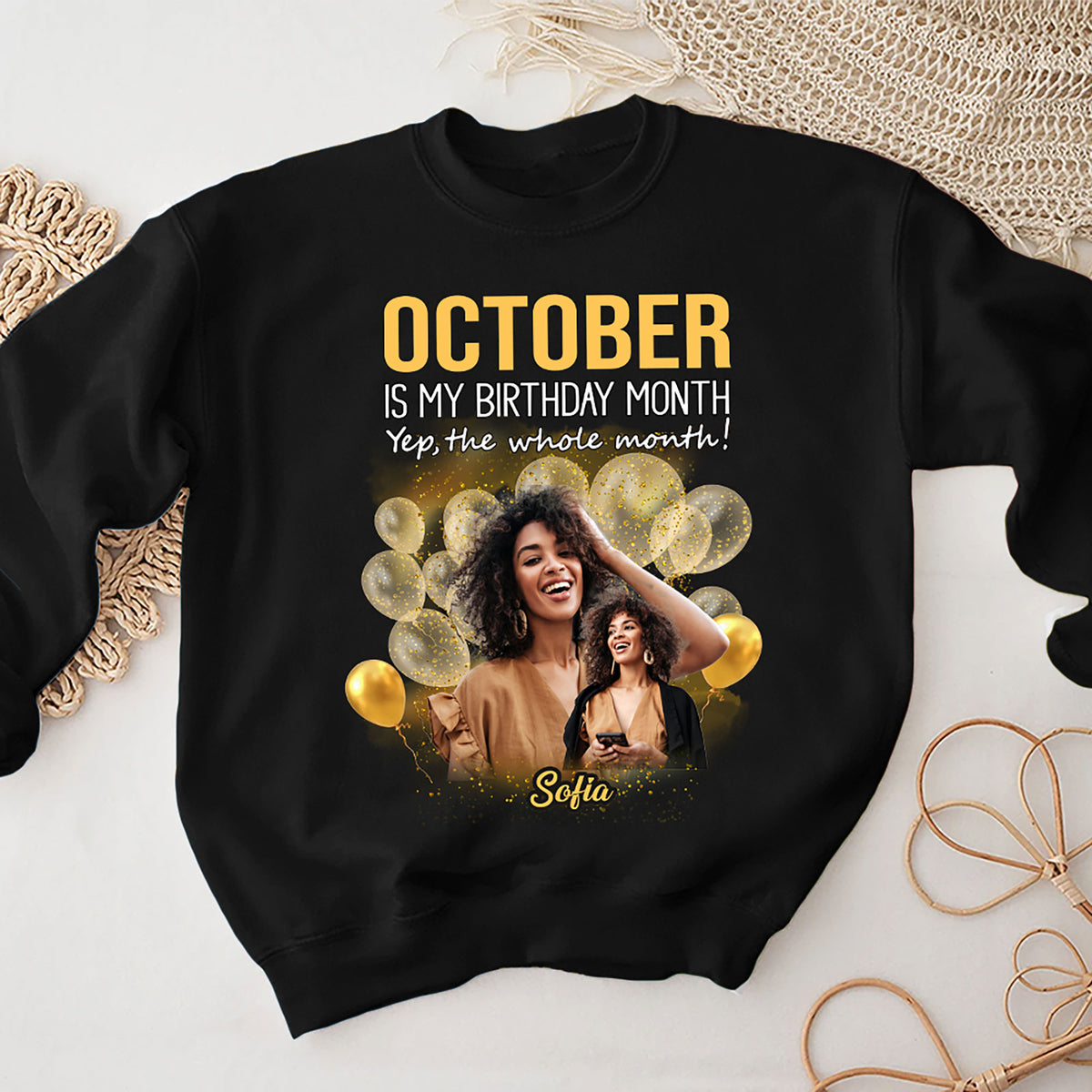 Custom Face Photo October Birthday Shirt, Custom Birthday Shirt, Queens are Born In October, October Birthday Shirts For Woman, October Birthday Gifts-YPT-HMT