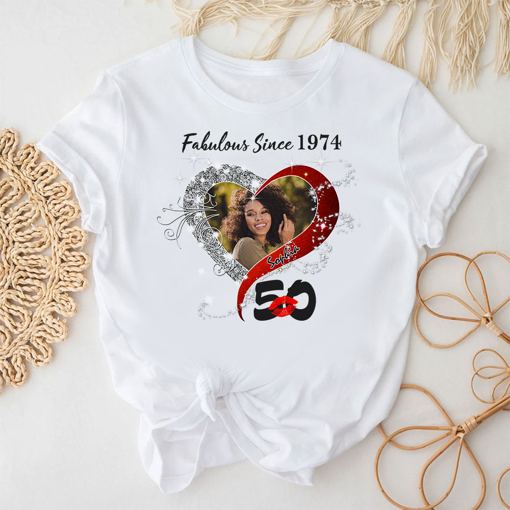 Custom Photo 50&#39;s Birthday Shirt, 50th Birthday Unique T Shirt For Woman, Custom Birthday Shirt, Her Gifts For 50 Years Old, Custom Picture Tee, Personalized Birthday Shirt-YPT-TLQ