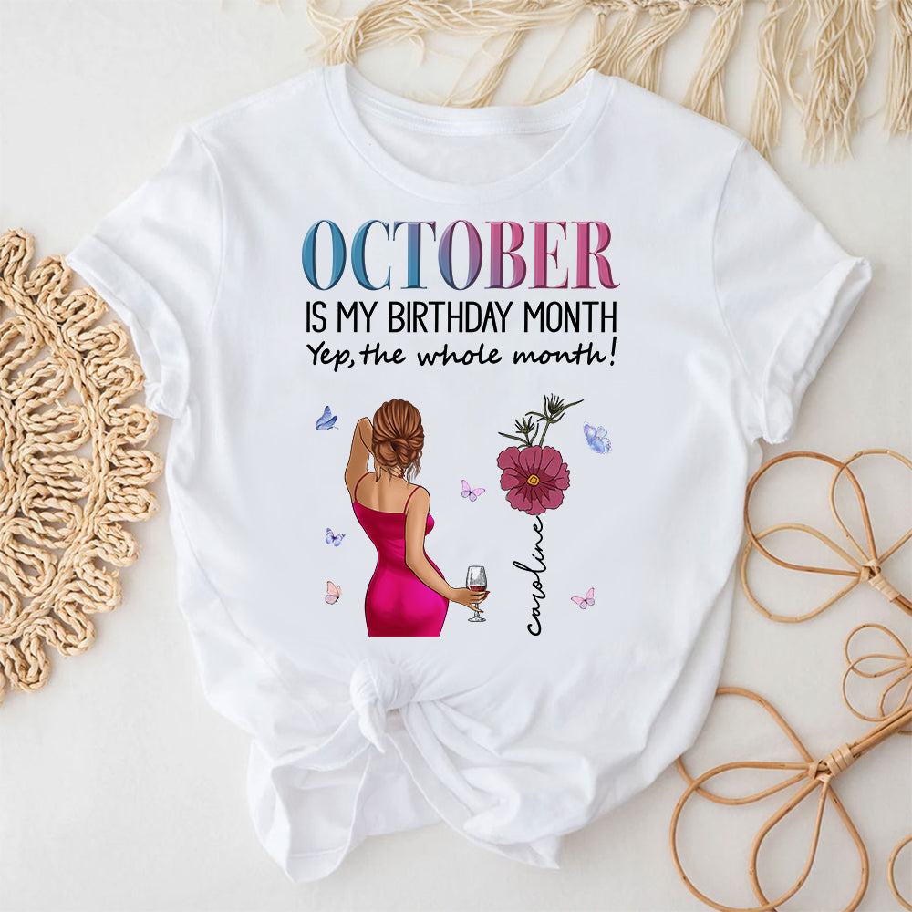 Personalized October Birthday Shirt, Custom Birthday Shirt, Queens are Born In October, October Birthday Shirts For Woman, October Birthday Gifts-YPT-TLQ