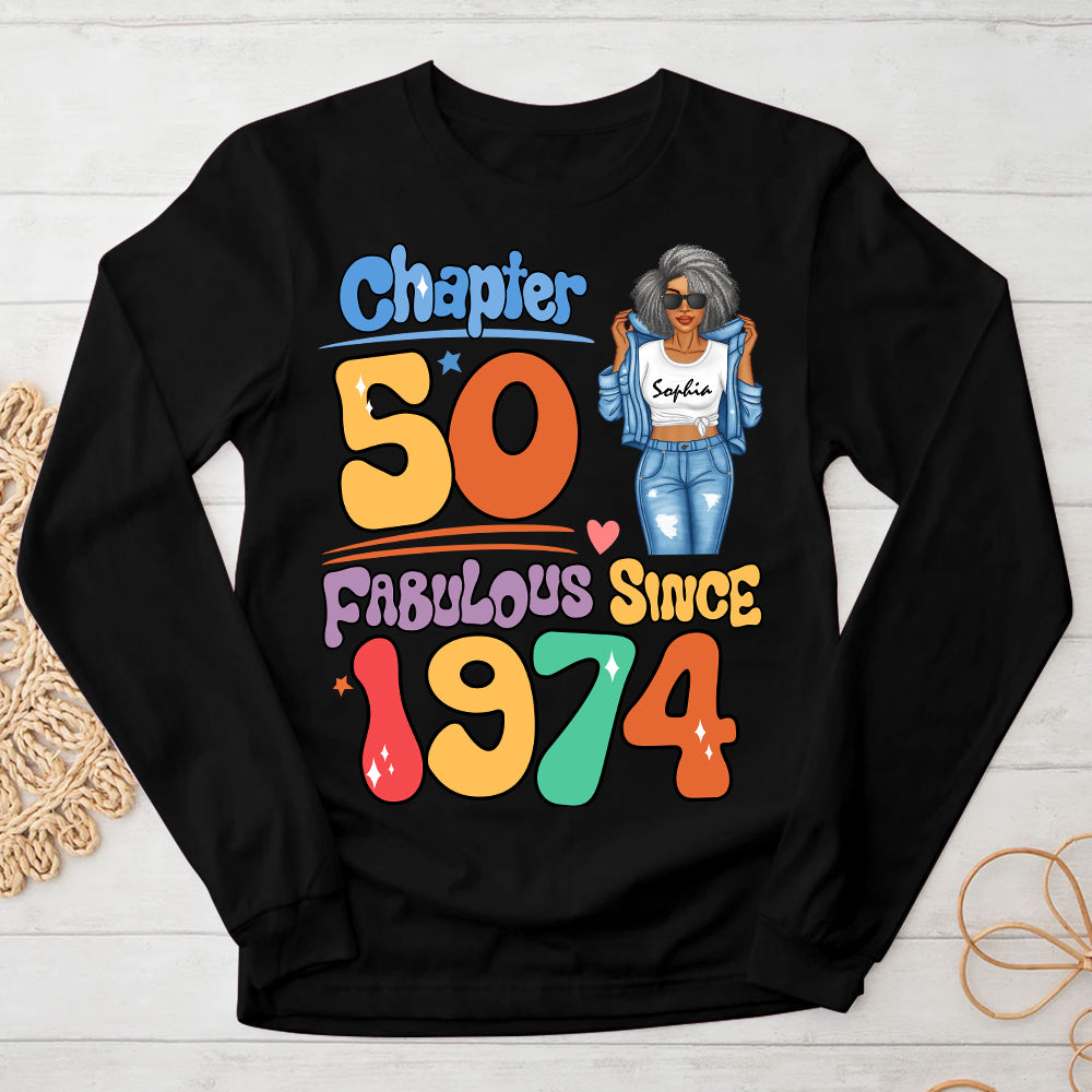 Custom Birthday Shirt, Her Gifts For 50 Years Old , Turning 50 Birthday Cotton Shirt, Fabulous Since 1974 - HMT