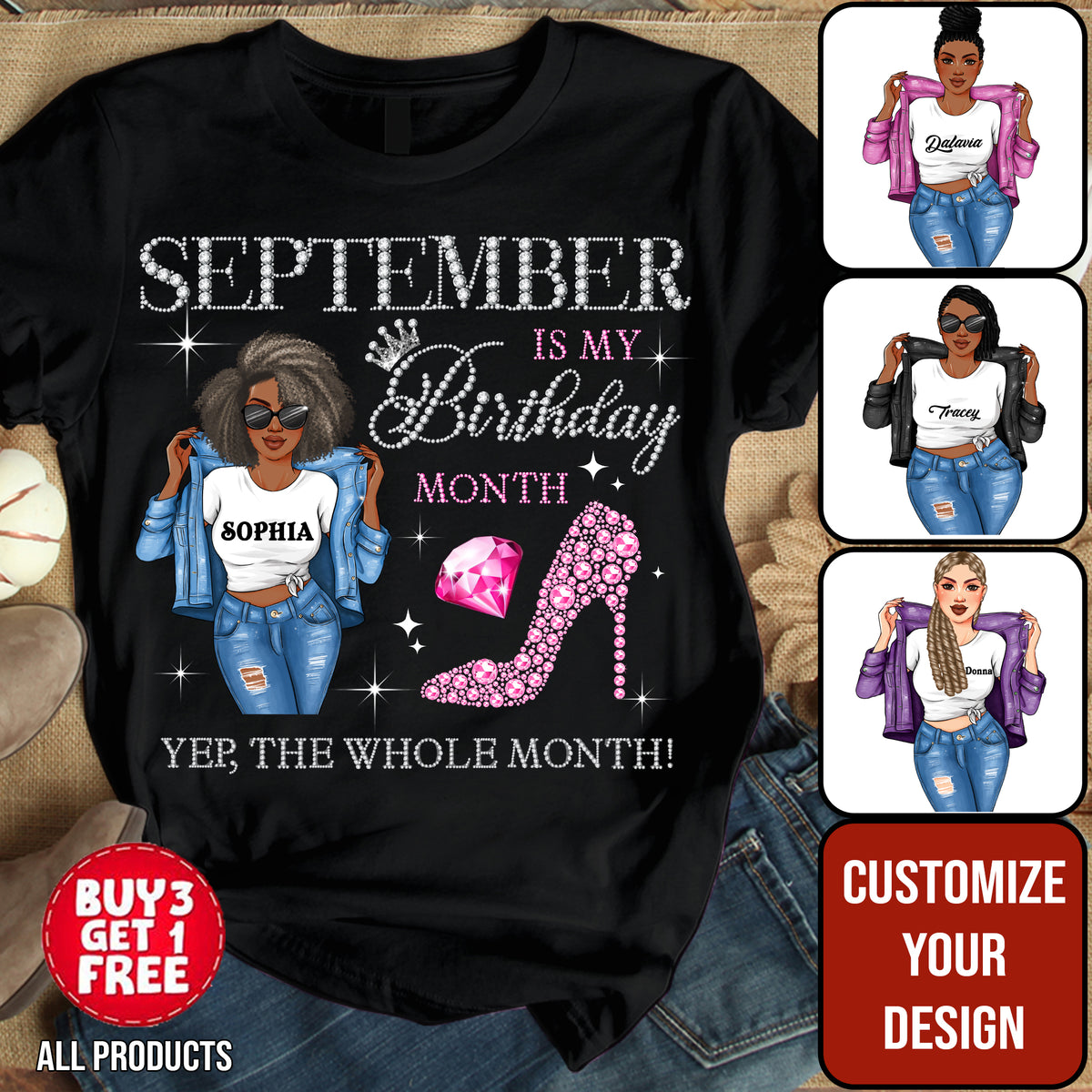September Birthday Shirt, Custom Birthday Shirt, Queens Born In September, September Birthday Shirts For Woman, September Birthday Gifts, September Is My Birthday Month, Yep The Whole Month-YPT-HMT