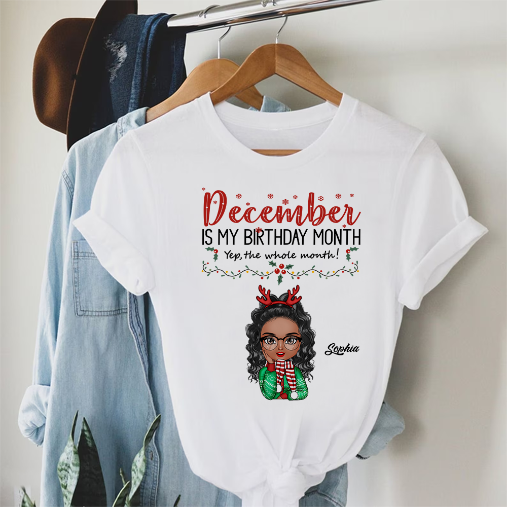 December Birthday Shirt, Custom Birthday Shirt, Queens Born In December, December Birthday Gifts For Afro Woman, December Birthday Gifts