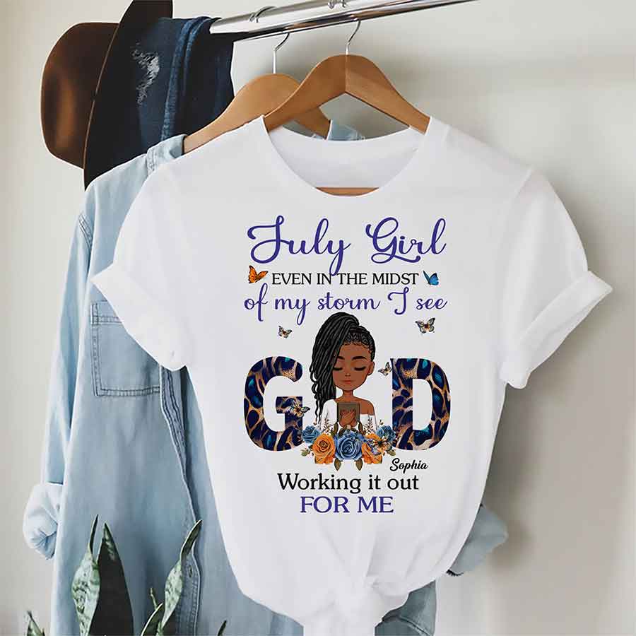 Custom July Birthday Shirt For Woman, Queens Are Born In July Gifts, Melanin Afro Woman Shirt, Black Girl Tee, Afro Queen Gift-YPT-ALK