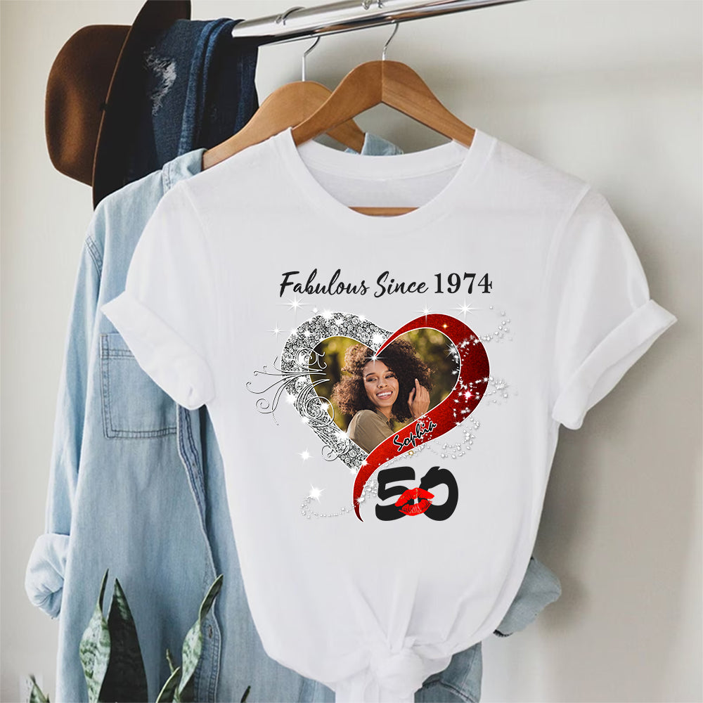 Custom Photo 50&#39;s Birthday Shirt, 50th Birthday Unique T Shirt For Woman, Custom Birthday Shirt, Her Gifts For 50 Years Old, Custom Picture Tee, Personalized Birthday Shirt-YPT-TLQ