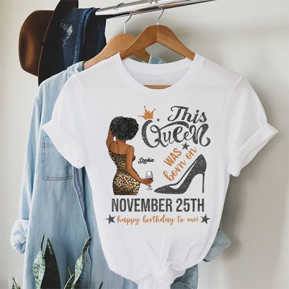 Personalized Custom November Birthday Shirt For Woman, Queens Are Born In November Gifts, Melanin Afro Woman Shirt, Black Girl Tee, Afro Queen Gift-YPT-ALK
