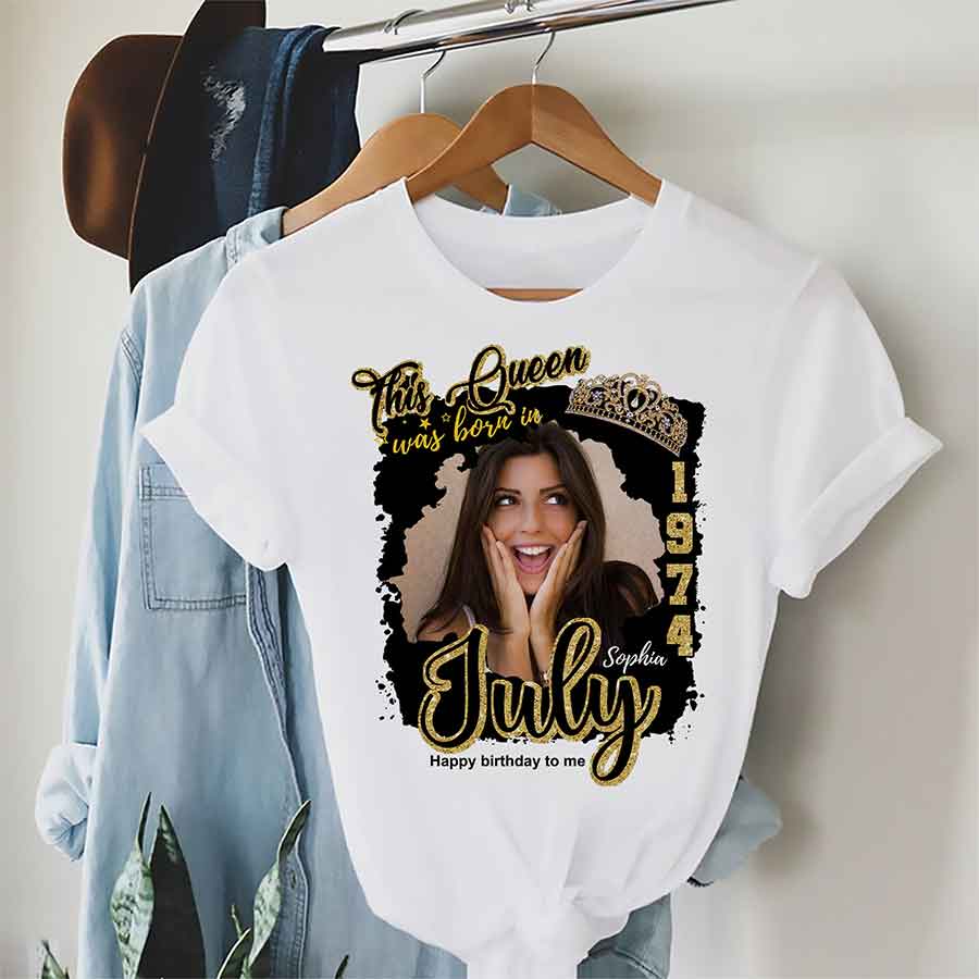 Custom July Birthday Shirt For Woman, Queens Was Born In July Gifts, Melanin Afro Woman Shirt, Black Girl Tee, Afro Queen Gift-YPT-ALK
