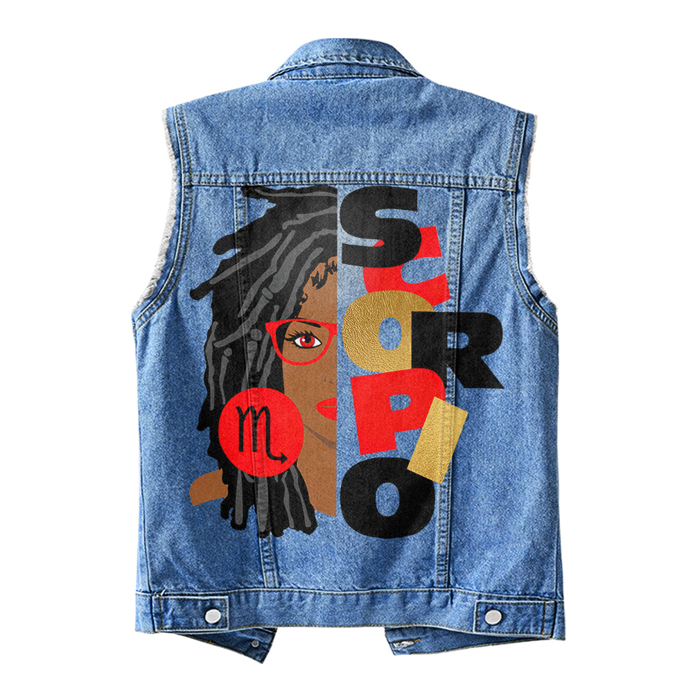 Premium Log Denim Vest - Personalised Zodiac Gifts, Gift Ideas for Scorpio Girls