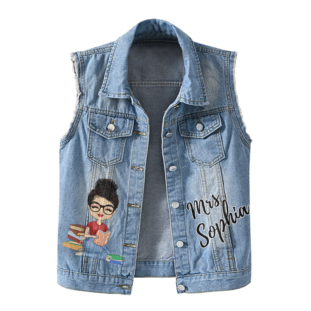 Premium Log Denim Vest - Gift For Women, Denim Vest Book, Reading Lover