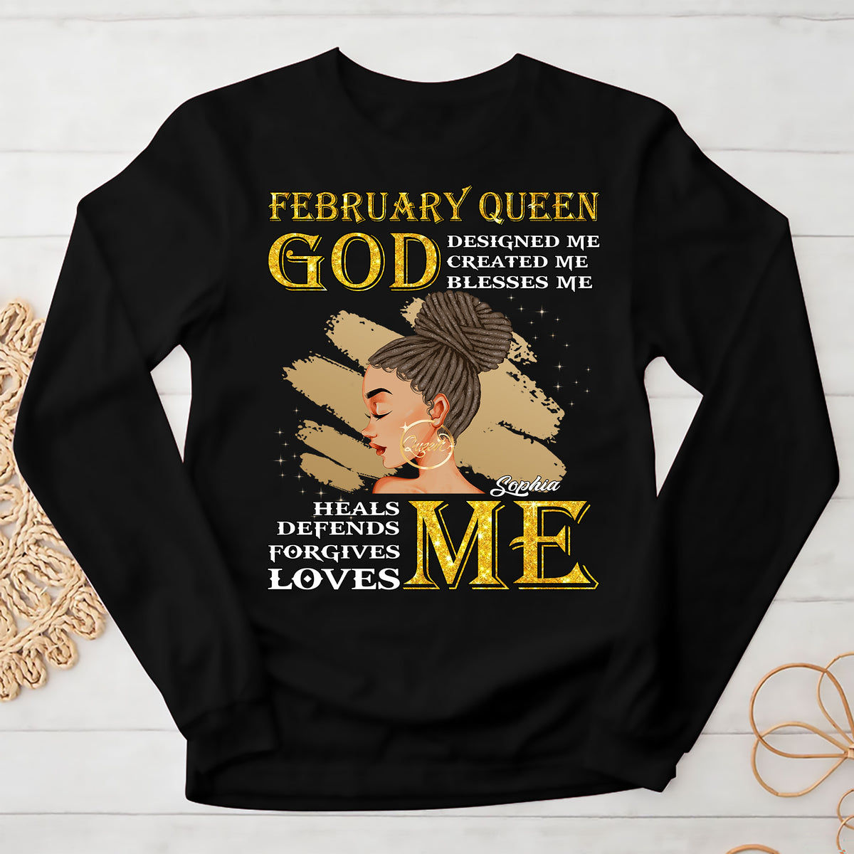 Custom February Birthday Shirt For Woman, Queens Are Born In February Gifts, Melanin Afro Woman Shirt, Black Girl Tee, Afro Queen Gift-YPT-ALK