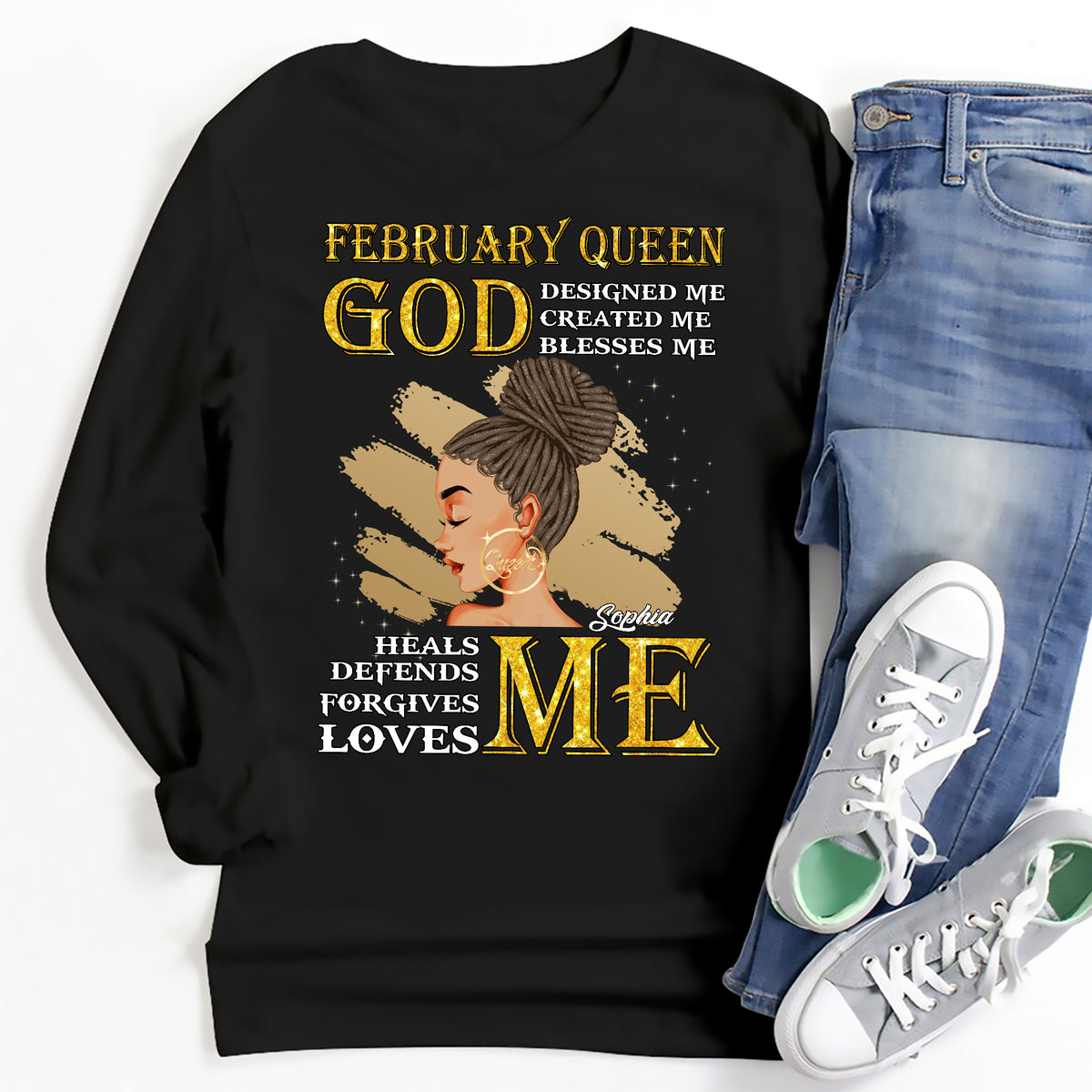 Custom February Birthday Shirt For Woman, Queens Are Born In February Gifts, Melanin Afro Woman Shirt, Black Girl Tee, Afro Queen Gift-YPT-ALK