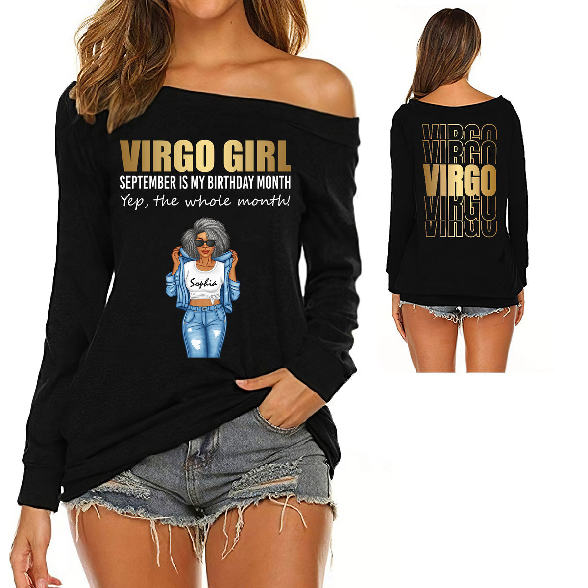 Women&#39;s Off-Shoulder Sweatshirt - Personalized Gift For Virgo Girls - TLQ