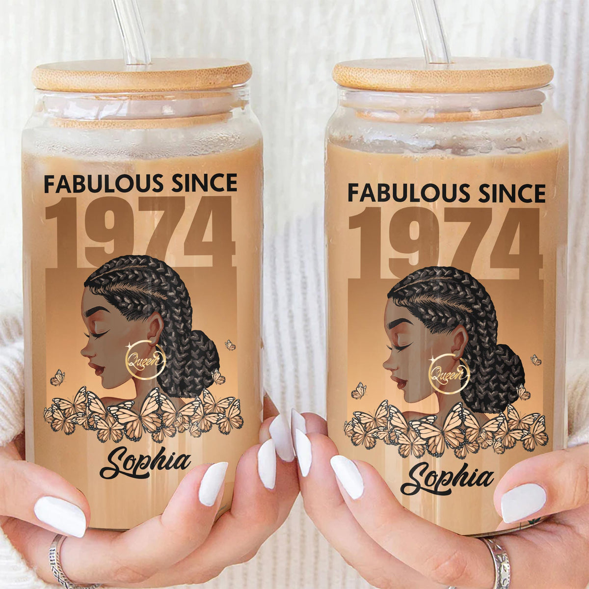 Personalized Clear Glass Can, Gift Ideas 50th Birthday Woman - HCT