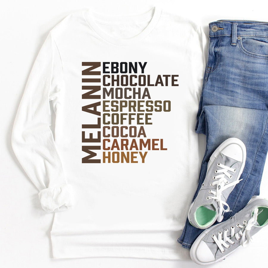 Melanin ebony chocolate mocha espresso coffee cocoa caramel honey Melanin t shirt, Black Girl Magic, Black Mixed With cotton shirt for women