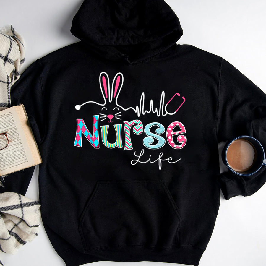 Nurse Shirt Nurse Life Stethoscope Nursing Cute Easter Bunny Easter Day T-Shirt Nurses Week Gift