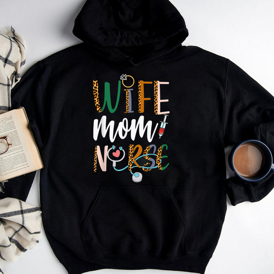 Nurse Shirt Wife Mom Nurse Womens RN LPN Mothers Day For Nurses T-Shirt Nurses Week Gift